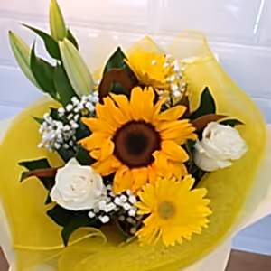 Yellow and white seasonal bouquet - Gold Coast City Florist