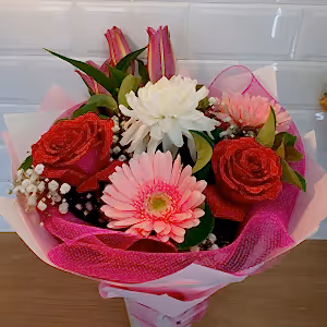 Pink and White Mixed seasonal bouquet - Gold Coast City Florist